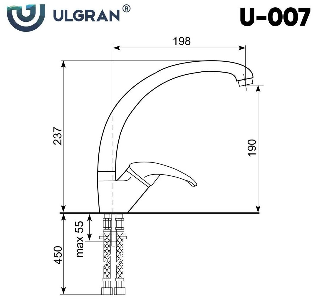 Смеситель для кухни Ulgran U-007 (344, ультра-черный) - фотография № 8