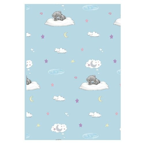 фото Ткань peppy лучшие моменты для пэчворка фасовка 50 x 55 см 146 г/кв.м медвежонок на подушке в облаках голубой