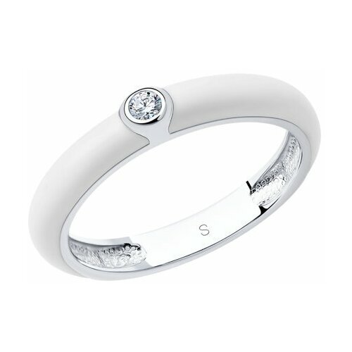 фото Серебряное кольцо sokolov 94011143 с фианитом и эмалью, размер 18 diamant-online