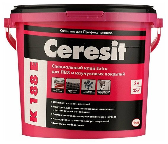 фото Клей для напольных ПВХ покрытий Ceresit K 188 E 5 кг
