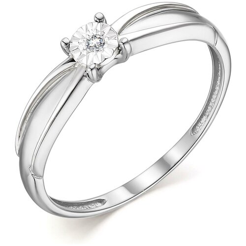 фото Алькор кольцо с 1 бриллиантом из белого золота 13726-200, размер 16