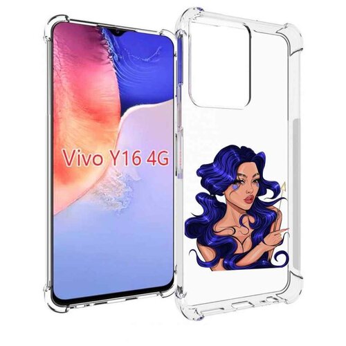 Чехол MyPads красивая-девушка-с-синими-волосами женский для Vivo Y16 4G/ Vivo Y02S задняя-панель-накладка-бампер