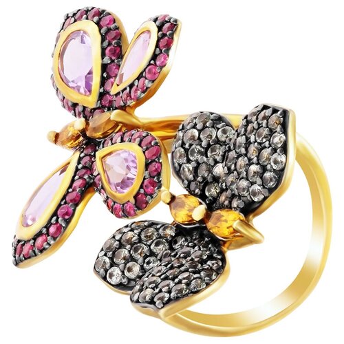 фото Element47 кольцо из серебра 925 пробы с аметистами, цитринами, сапфирами и рубинами rx_322_ko_gsa_ru_am_ct_yg, размер 16.5