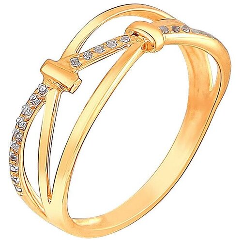 фото Эстет кольцо с 25 фианитами из серебра с позолотой 01к158568а, размер 18