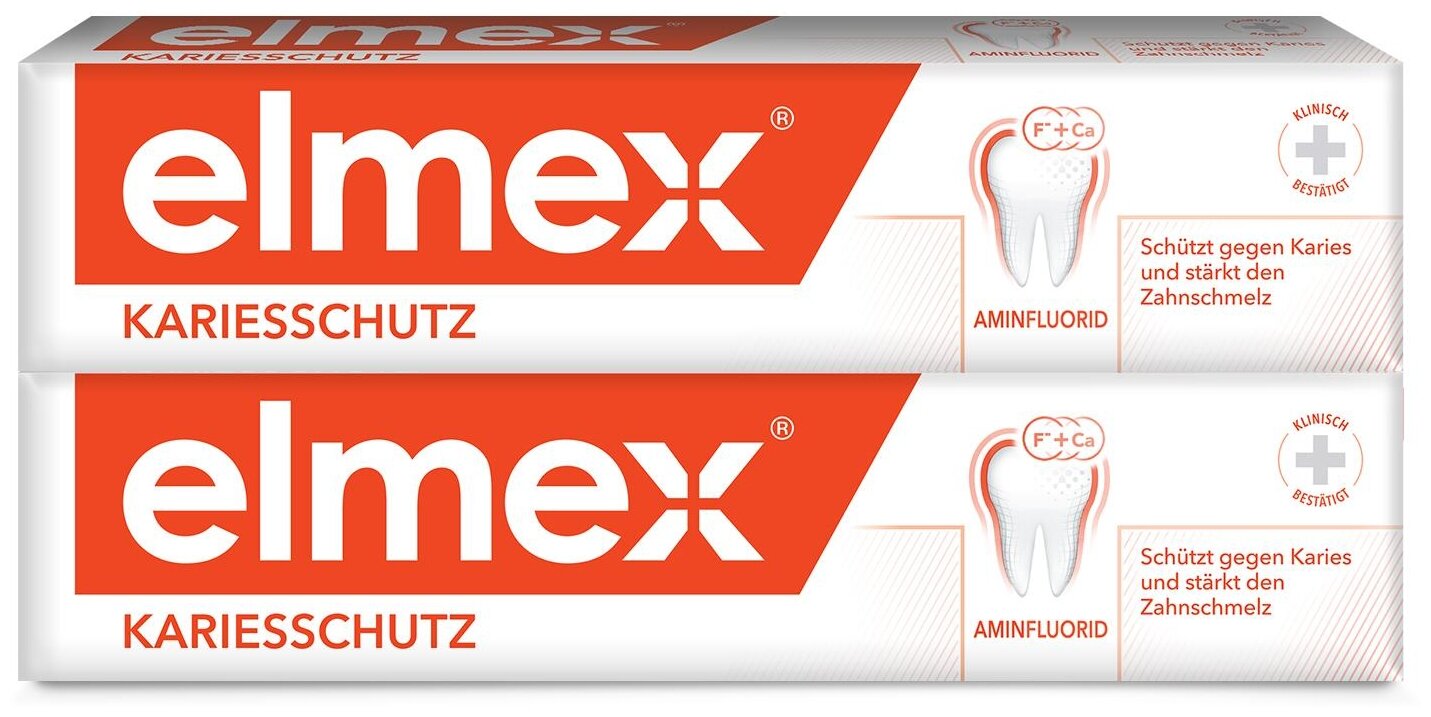 Зубная паста Anti Caries Colgate Elmex защита от кариеса укрепляющая для ежедневного применения для брекитов отбеливающая финская, (2 шт х 75 мл)