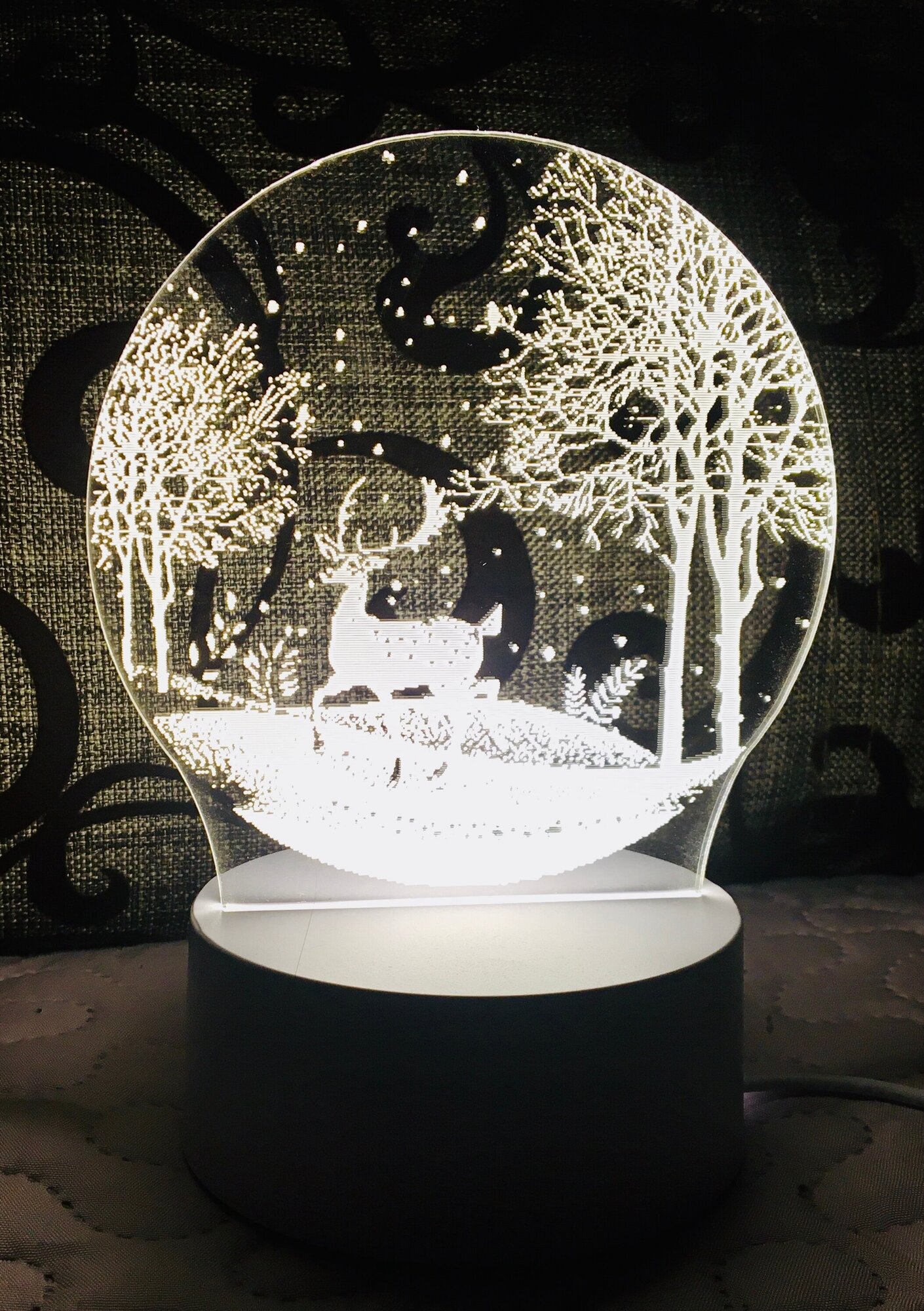 3D LED Олень в лесу Светильник - ночник детский настольный - фотография № 2