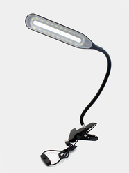 Настольная LED лампа светодиодная на прищепке для косметологов, маникюра и ресниц USB черная