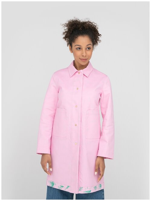 Куртка  UNITED COLORS OF BENETTON, демисезон/лето, удлиненная, силуэт прямой, карманы, размер 38, розовый