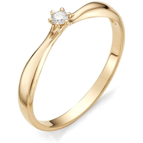 фото Алькор кольцо с бриллиантом из красного золота 12069-100, размер 16