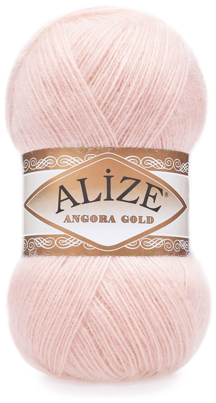 Пряжа Alize Angora Gold, 20 % шерсть, 80 % акрил, 100 г, 550 м, 5 шт., 271 жемчужно-розовый 550 м