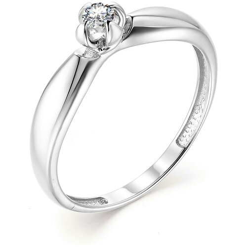 фото Алькор кольцо с 1 бриллиантом из белого золота 13170-200, размер 17