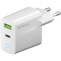 СЗУ USB-C + USB A, PD 3.0, QC 3.0, 20W, белый, крафт, Deppa 11398-OZ