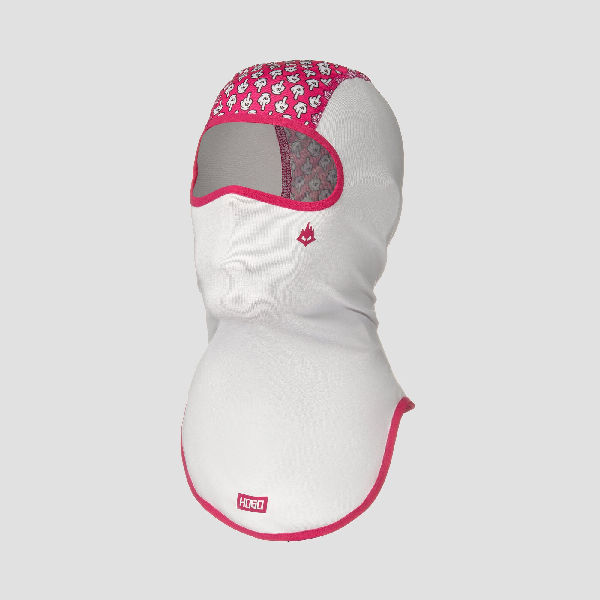 Подшлемник HOGO N1 "Respect", бело-розовый со строчкой фуксия, р. S (50-54 см) / балаклава