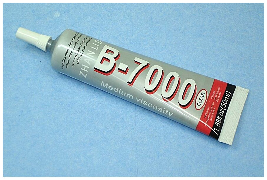 Клей герметик B-7000 / B7000 (50 ml) прозрачный эластичный, для проклейки тачскринов и приклеивания страз - фотография № 18
