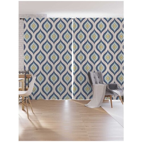 фото Шторы под лён ambesonne "восточный узор", серия oxford delux, 340х265 см joyarty