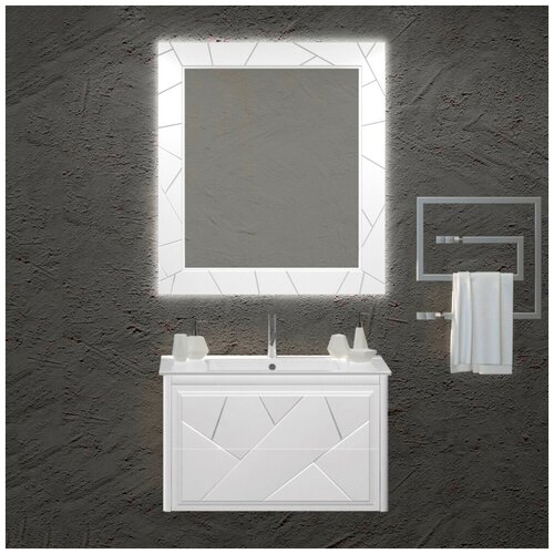 фото Мебель для ванной opadiris луиджи 70 белая (тумба с раковиной + зеркало)