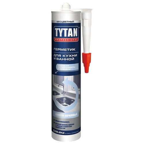 Герметик силиконакриловый для кухни и ванной Tytan Professional, 280 мл, прозрачный