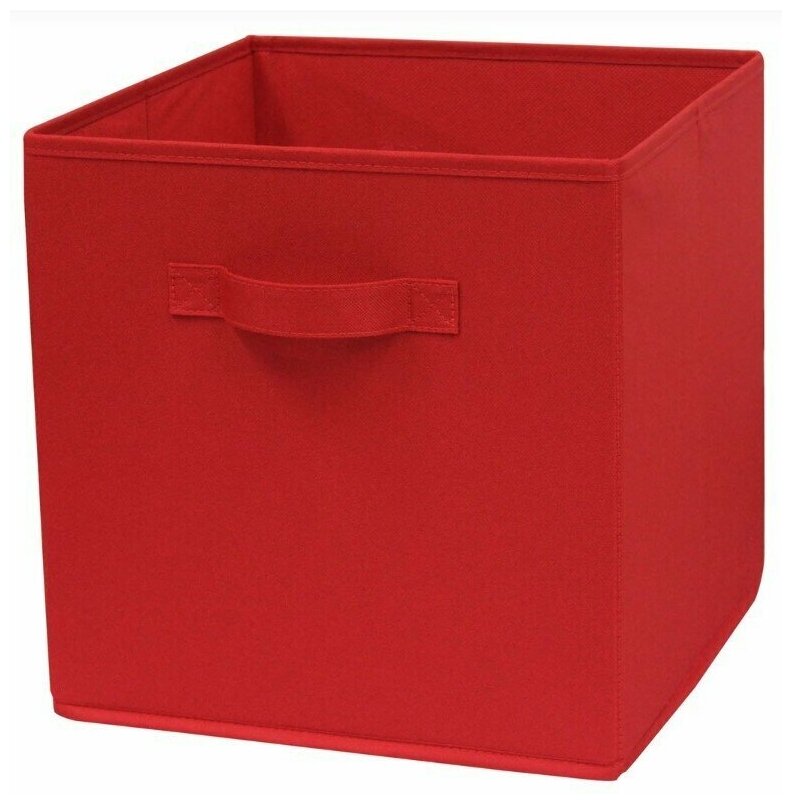 Короб кофр для хранения вещей. Коробка органайзер для одежды, игрушек. Ящик текстильный 31х31х31 см, красный - фотография № 1