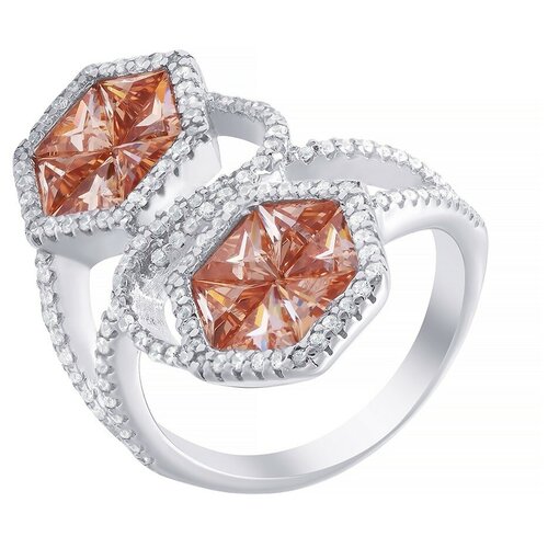 фото Jv серебряное кольцо с фианитом ars100833w-ko-001-wg, размер 17.5