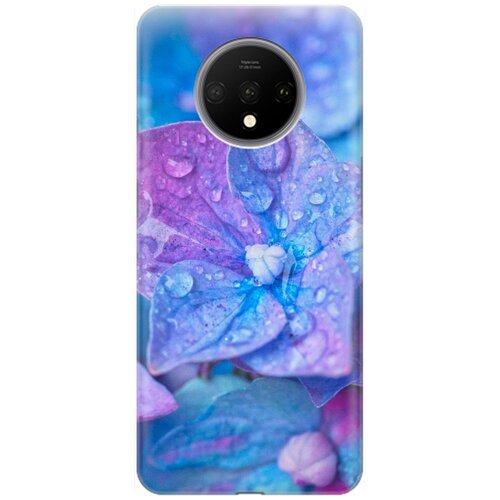 фото Ультратонкий силиконовый чехол-накладка для oneplus 7t с принтом "голубой цветочек" gosso