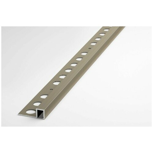 Алюминиевый П образный профиль для наружных углов плитки 10х10 мм серебристый матовый, длина 2.7 м