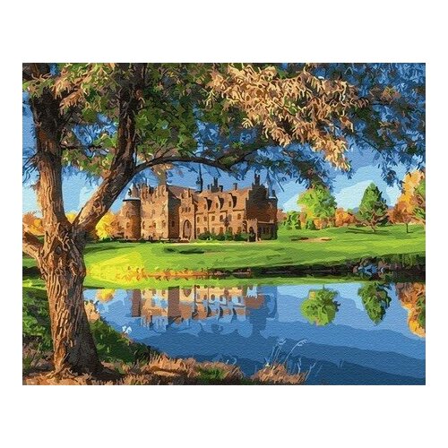 фото Картина по номерам замок у озера, 40x50 см. цветной