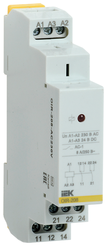 Реле промежуточное модульное OIR 2 контакта 8А 230В AC OIR-208-AC230V IEK