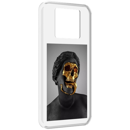 Чехол MyPads золотой череп в статуе для Black Shark 3 5G / Black Shark 3S задняя-панель-накладка-бампер