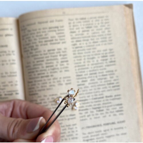 Кулон Подвеска металлическая 3 шт. для рукоделия / браслета / сережек, с цирконом, позолота Real Gold Plated, 12x6x3 мм