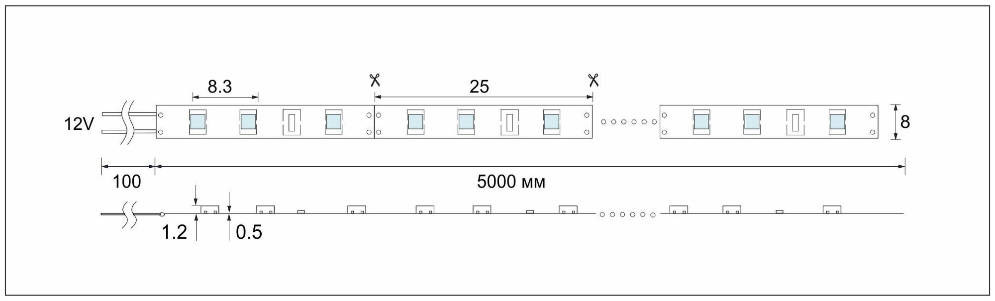 Светодиодная лента Led Crystal 2835, 120 д/м, 9,6W, 12V, IP44, теплый белый, влагозащищенная - фото №3