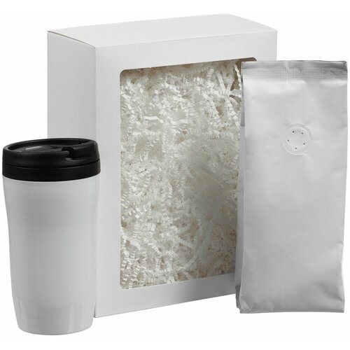 Набор Foresight, белый, стакан: 14,4x7,5x7,4 см; кофе: 8х20х7 см; упаковка: 21,3х16,5х7,8 см, термостакан - пластик; кофе - полиэтилен, алюминиевая ф набор grain термостакан и кофе синий 18 6х18 5х8 2 см коробка переплетный картон термостакан пластик пищевая сталь кофе алюминиевая фоль
