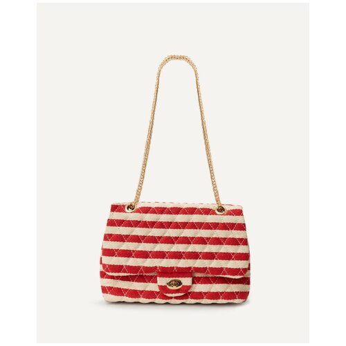 Красно-белая сумка в полоску INCITY, цвет бело-красный, размер 26*6*15.5 см