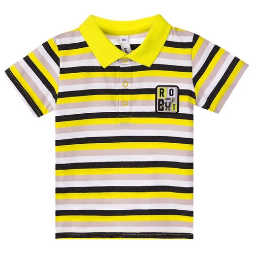 фото Поло playtoday, размер 74, белый/желтый/серый