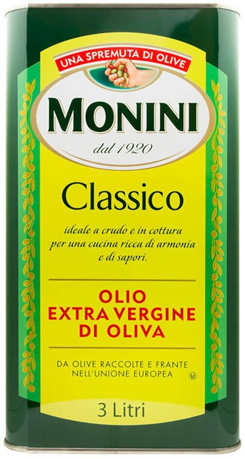 Масло оливковое Monini Classico Extra Virgin нерафинированное высшего сорта первого холодного отжима Экстра Вирджин, 3л