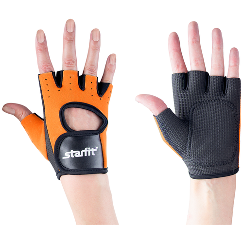 фото Перчатки для фитнеса starfit su-107, оранжевые/черные (s)