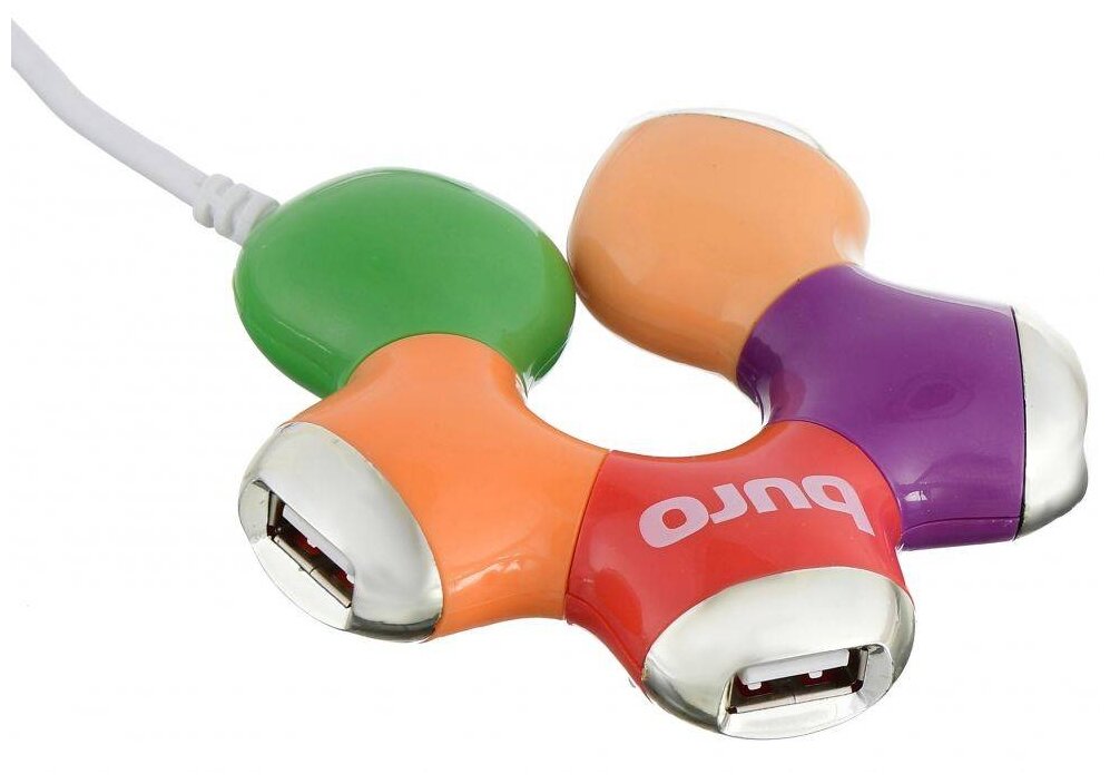 Разветвитель USB 2.0 Buro BU-HUB4-0.5-U2.0-Flower 4 порта, разноцветный