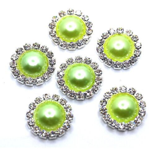 Кабошоны ювелирные со стразами в серебристой оправе с стразами набор 6 шт Skroll 224₽