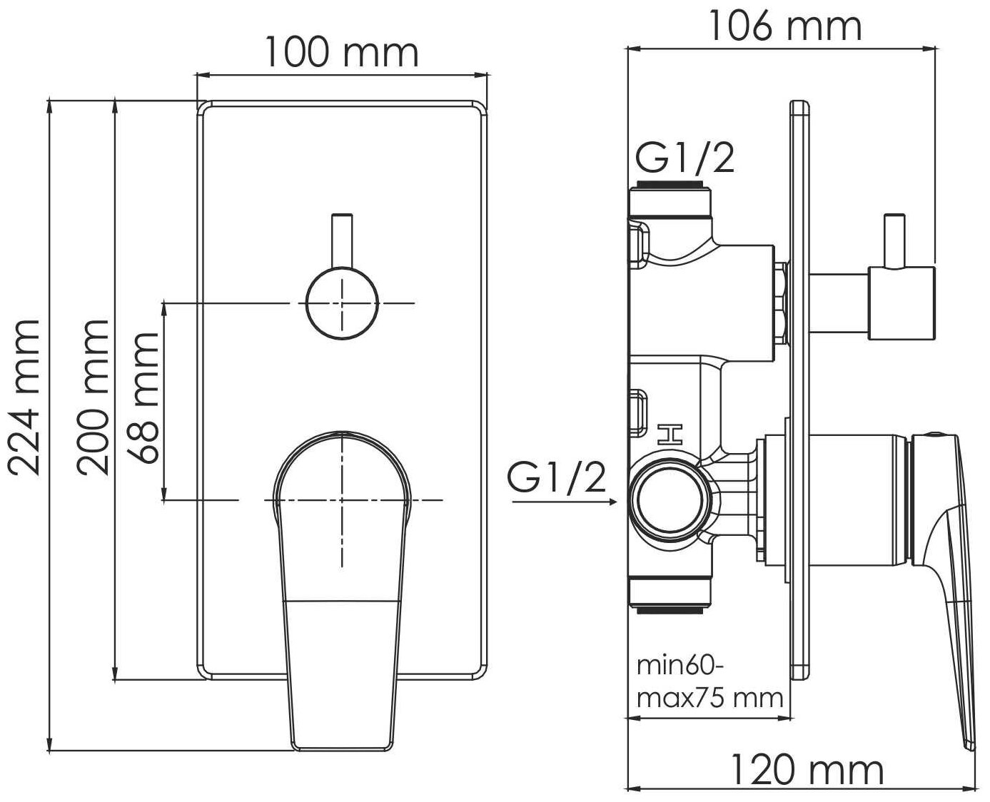 Смеситель для ванны и душа WasserKRAFT Aisch 5500 (5571) 9063503 - фотография № 2