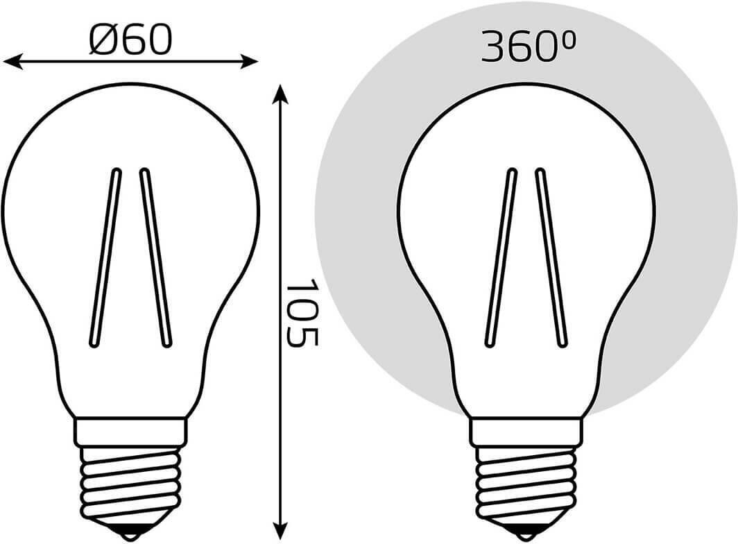 Лампа светодиодная филаментная Black Filament 8Вт A60 2700К E27, GAUSS 102802108 (1 шт.) - фотография № 4