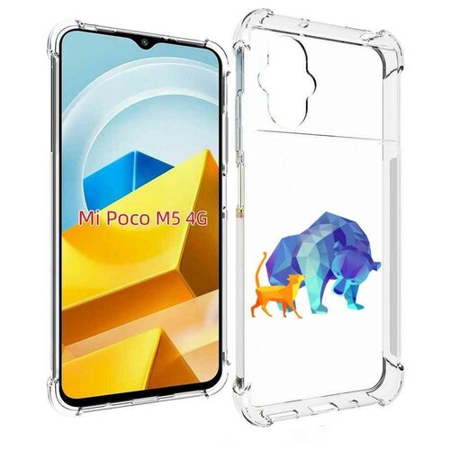 Чехол MyPads Кот-и-медведь для Xiaomi Poco M5 задняя-панель-накладка-бампер