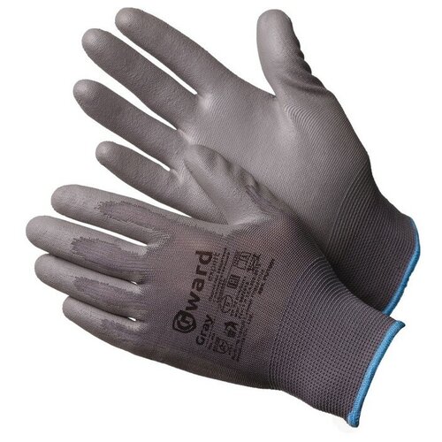 фото Перчатки нейлоновые серые с серым полиуретаном gray, 12 пар, размер 10 (xl) gward