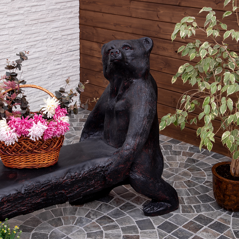 Садовая скамейка BOGACHO Медведи Два товарища коричневого цвета ручная работа - фотография № 6
