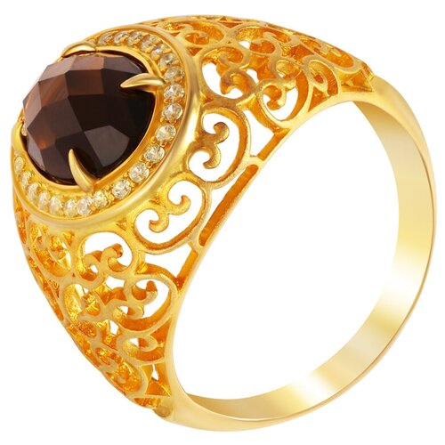 фото Кольцо из серебра 925 пробы с раухтопазами и кубическим цирконием kr1377_ko_sq_001_yg element47