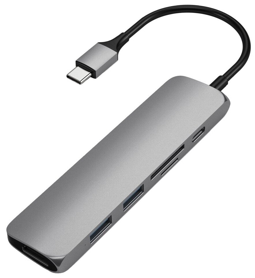 USB-C адаптер Satechi Type-C Slim Multiport Adapter V2. Интерфейс USB-C. Цвет серый космос.