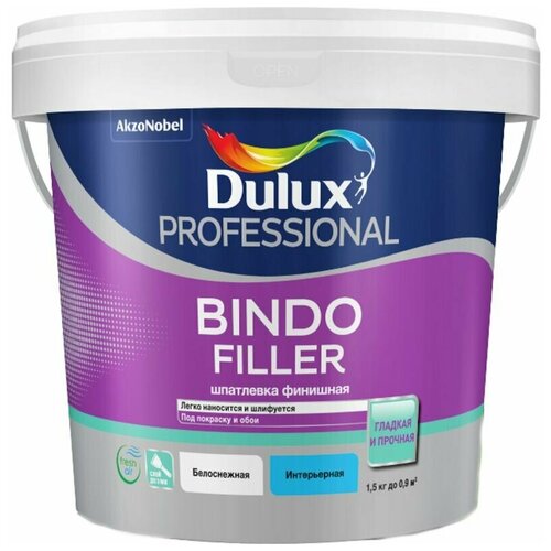 Шпатлевка Dulux Professional Bindo Filler финишная 5 кг (2,9 л) шпатлевка dulux bindo filler финишная безусадочная под покраску и обои 5 кг