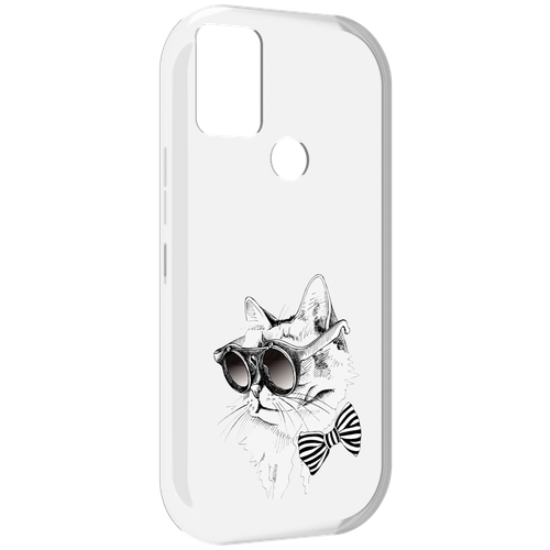 Чехол MyPads крутая кошка в очках для UMIDIGI A9 задняя-панель-накладка-бампер