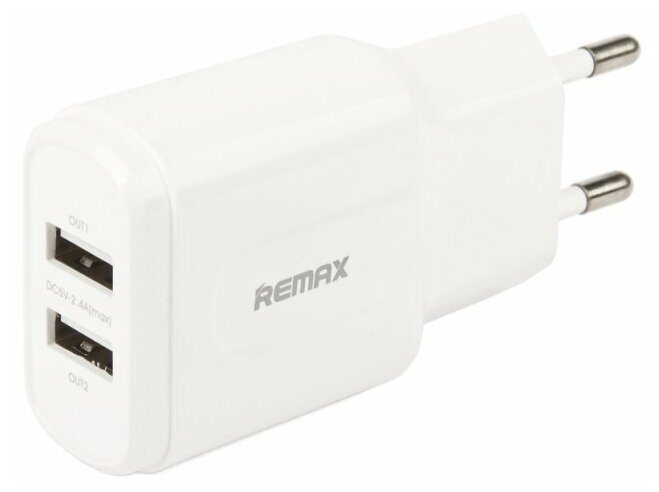 Сетевое зарядное устройство USB Remax RP-U22 (2 порта/2,4A) + кабель Type-C белый