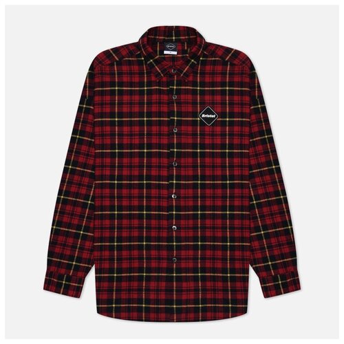 фото Мужская рубашка f.c. real bristol flannel big logo baggy красный, размер s f.c.real bristol