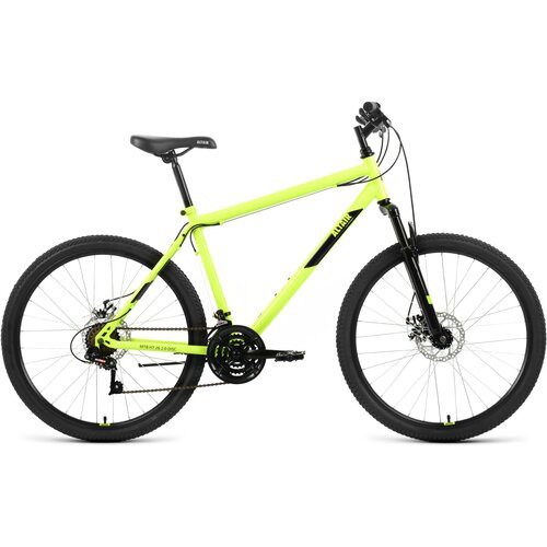 Велосипед ALTAIR MTB HT 26 2.0 D (26 21 ск. рост. 19) 2022, ярко-зеленый/черный, RBK22AL26116