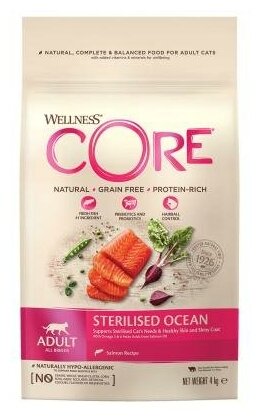 Wellness CORE корм из лосося для стерилизованных кошек и кастрированных котов 4кг - фотография № 3